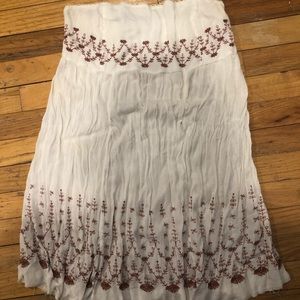 Free People White Flowy Strapless Dress